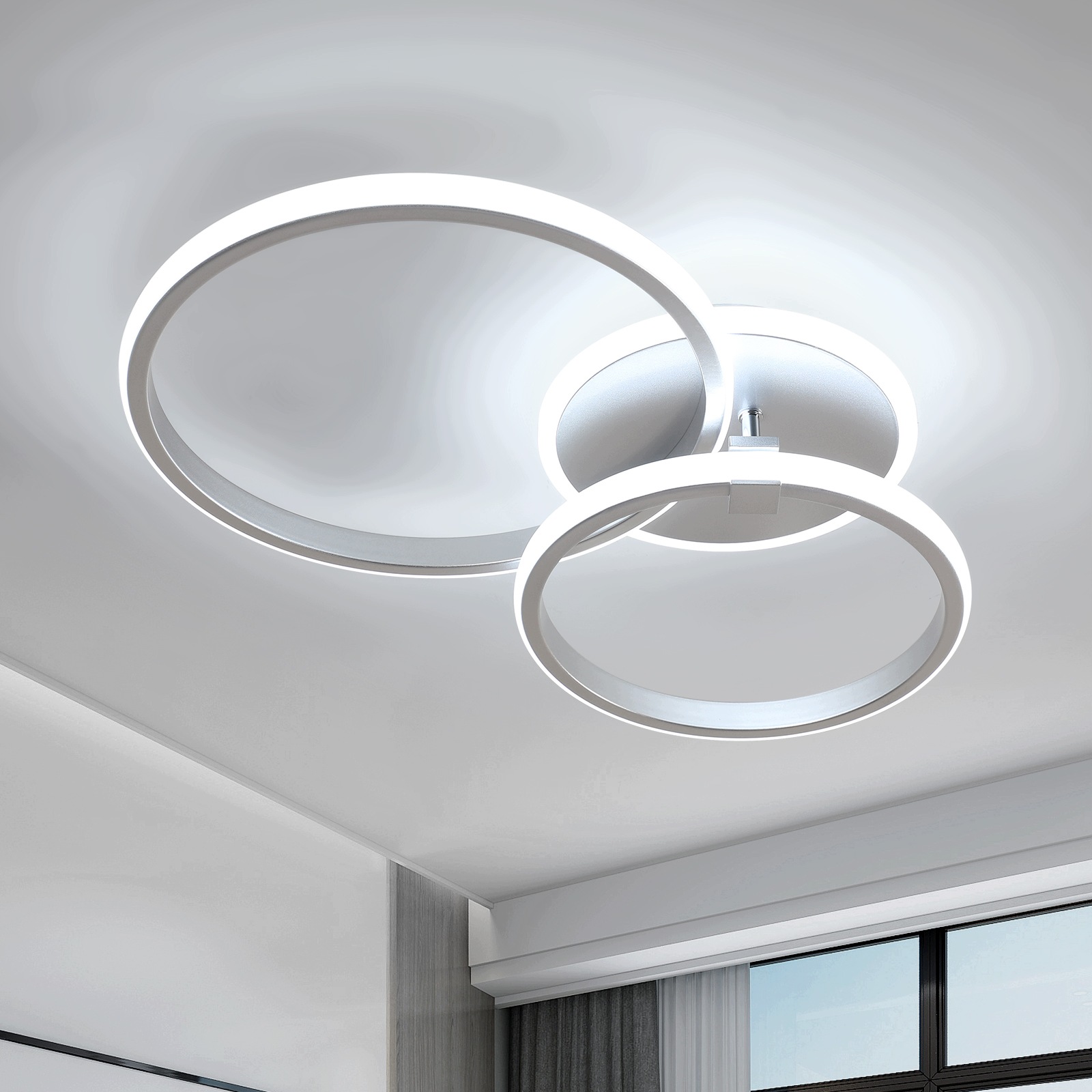 Led stropní svítidlo stříbrné kulaté stropní světlo prstenec moderní obývací pokoj 42W 6500K