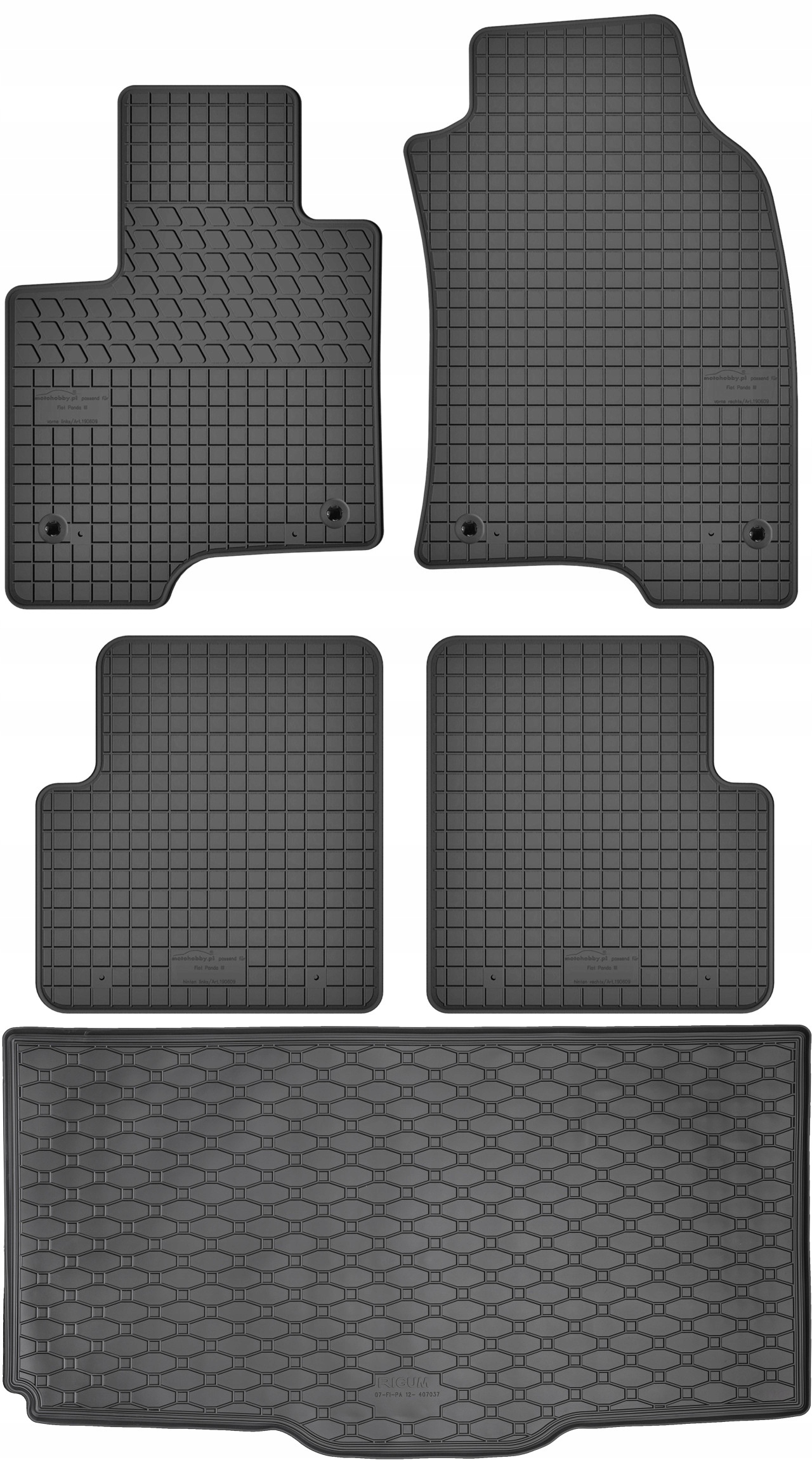 Fiat Panda III Hatchback 2012 Sada Koberce batožinový priestor