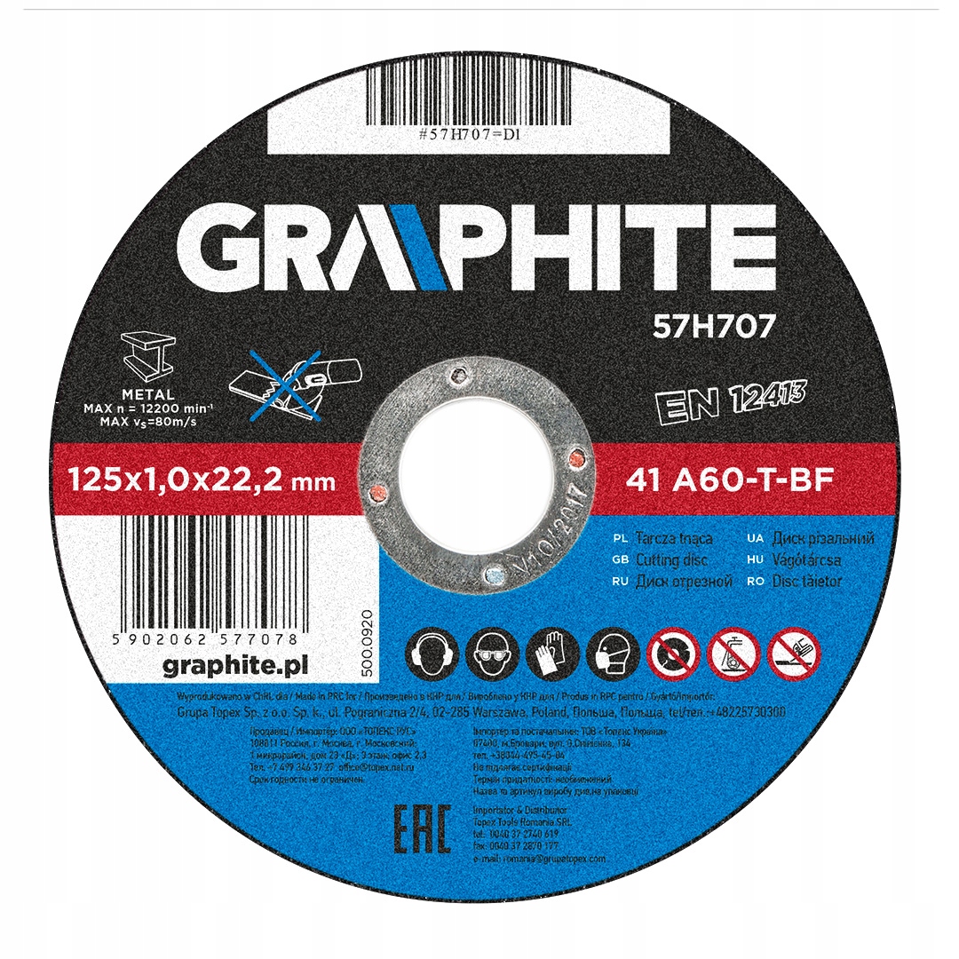 

Graphite Tarcza tnąca do metalu 125x1.0x22.2 mm