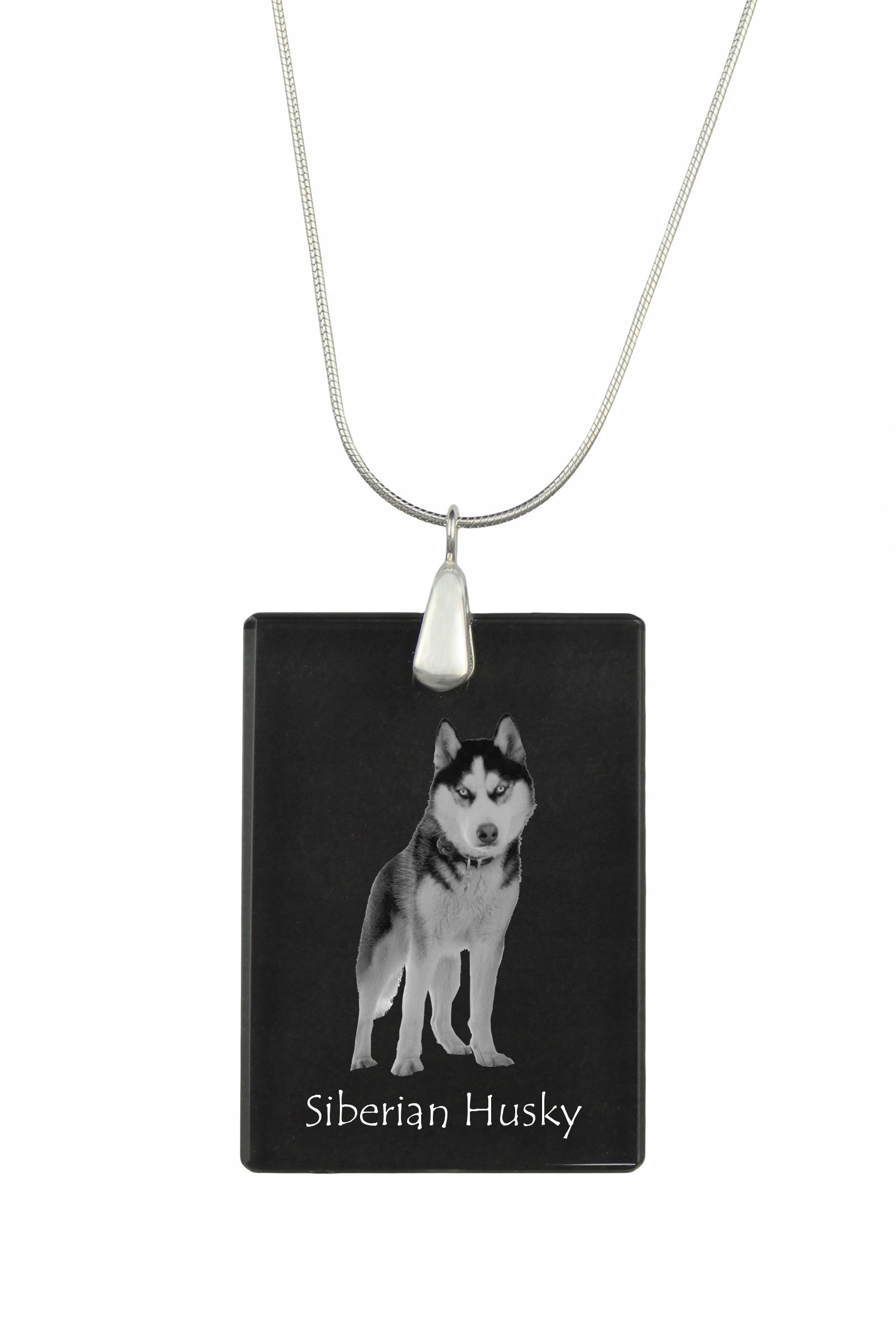 Husky sibiřský stříbrný náhrdelník s křišťálovým přívěskem se psem