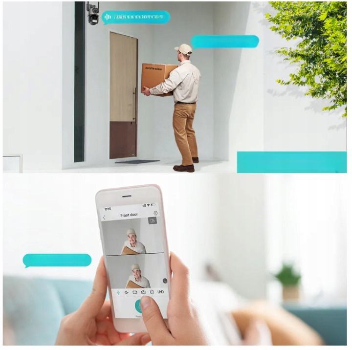 NOWOCZESNA KAMERA ALARM ZEWNĘTRZNA 8MP WIFI 3w1 OBROTOWA 2 OBIEKTYWY ICSEE Zasięg podczerwieni 30 m