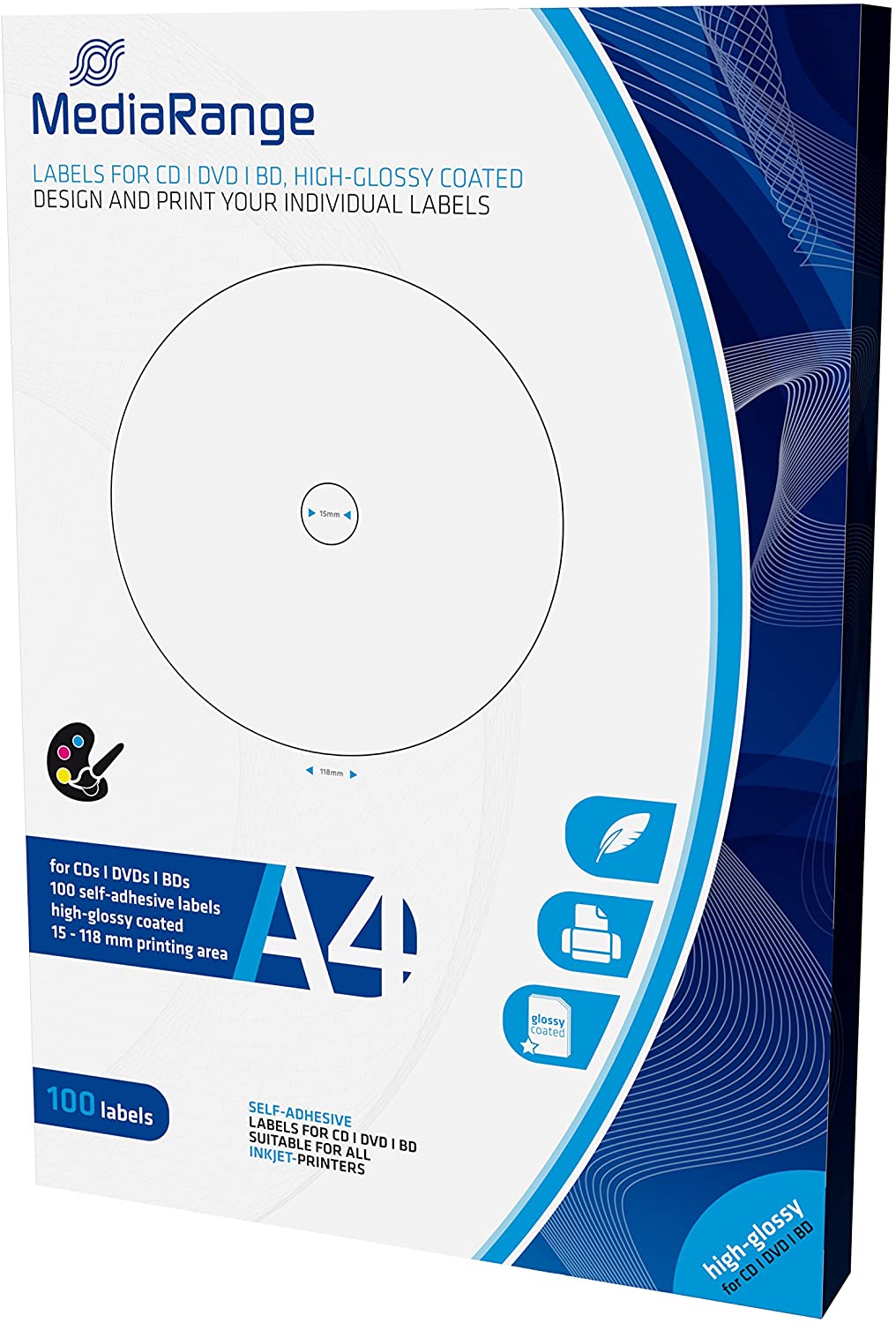 

100 Etykiet na płyty Cd/dvd/blu-ray Glossy 15-118m