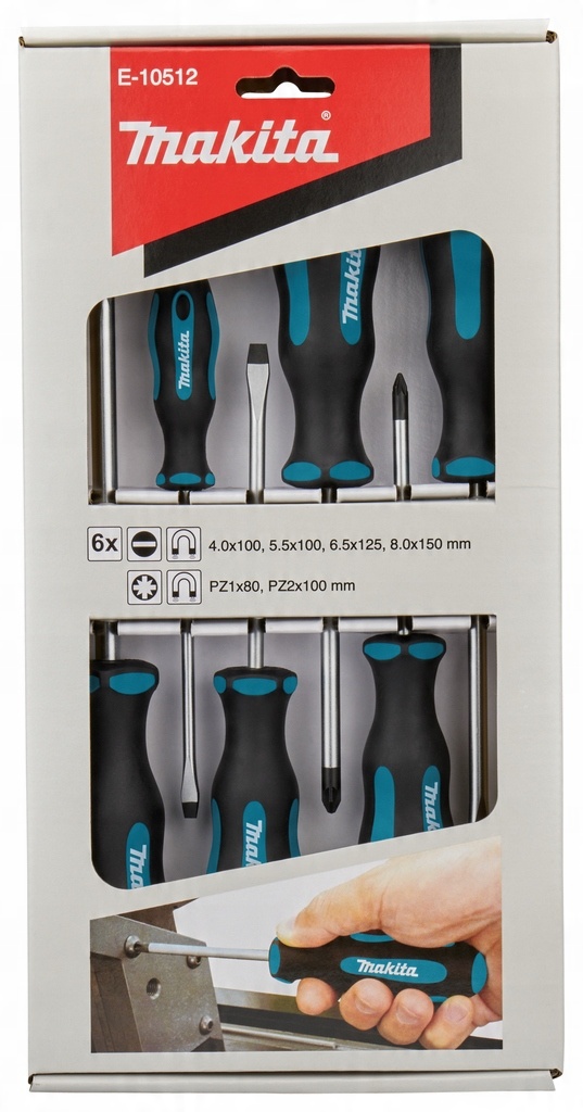 

Makita E-10512 Zestaw Wkrętaków 6SZT. (4xSL+2xPZ)