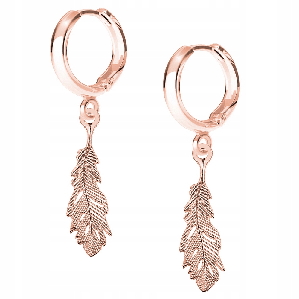 Náušnice Pírko růžové zlato 925