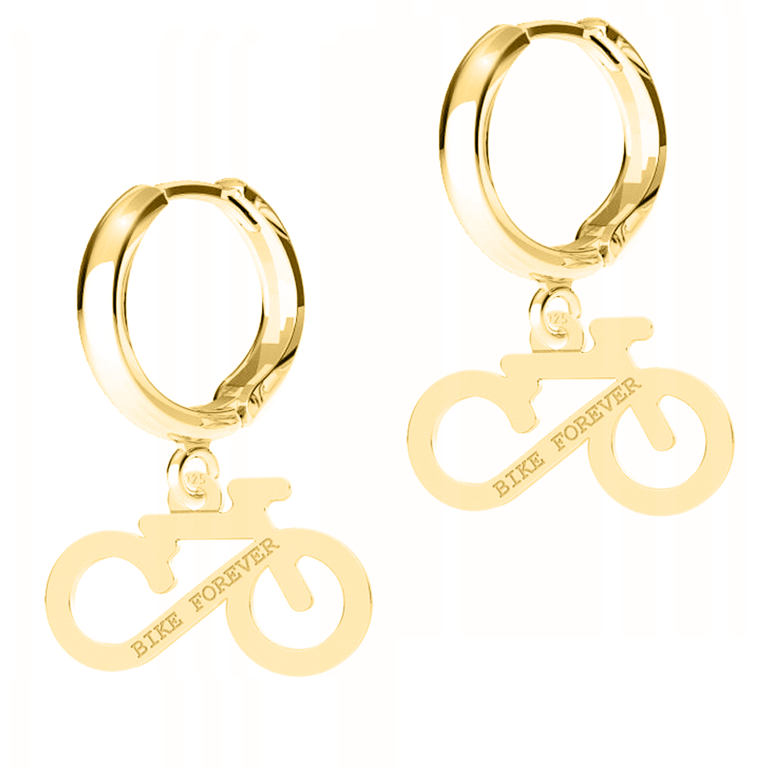 Zlaté Náušnice Plechy s jízdními koly Bike Kolo Stříbro 925