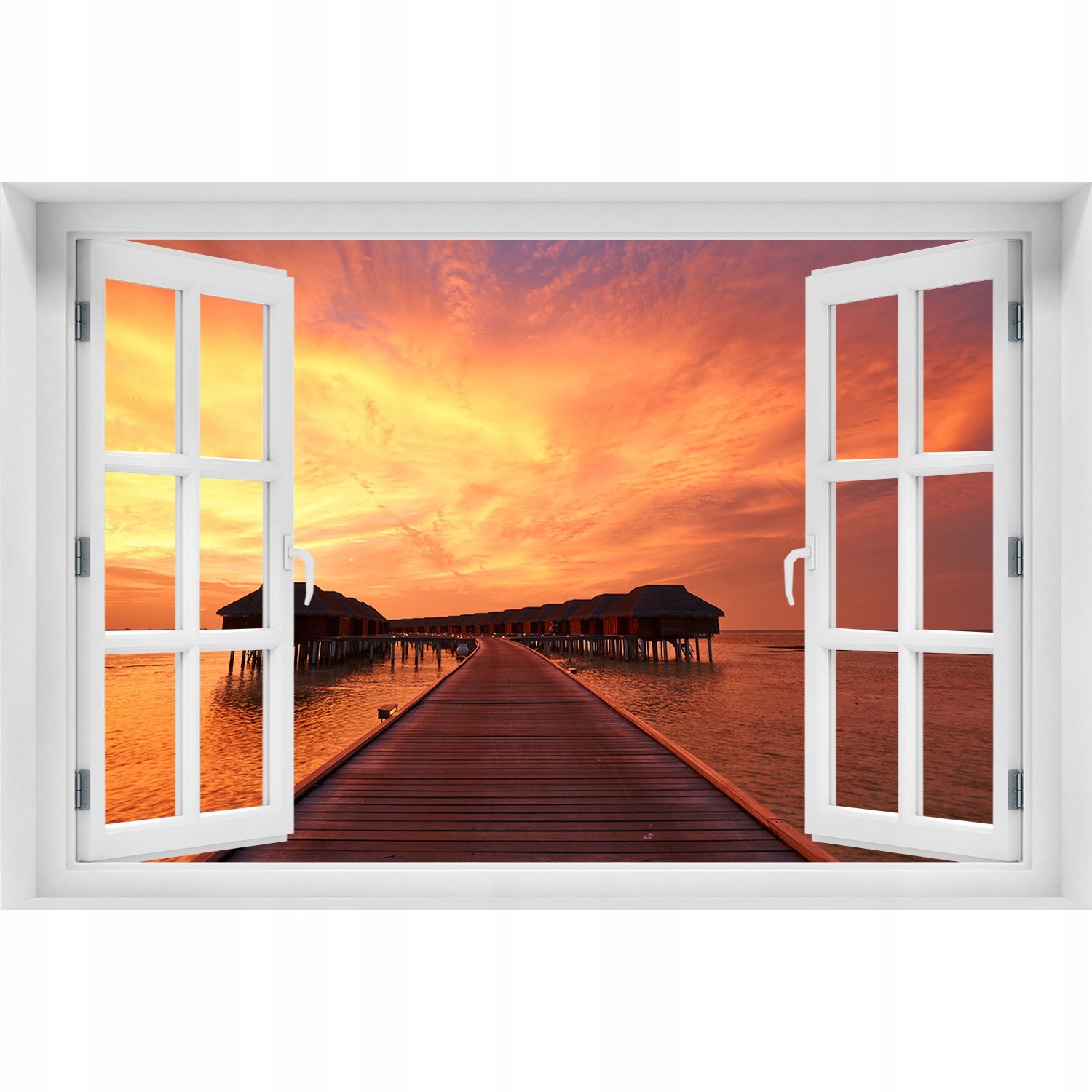

Naklejka ścienna 3D Okno Bungalowy Malediwy 90x60