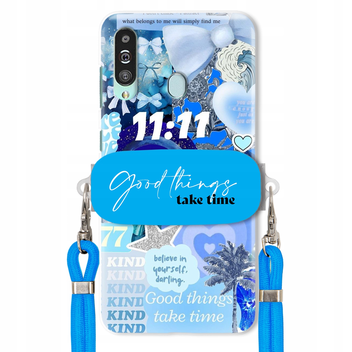 Pouzdro pro Samsung A60 Držák Crossbody vodítko Good Things Take Time Lata