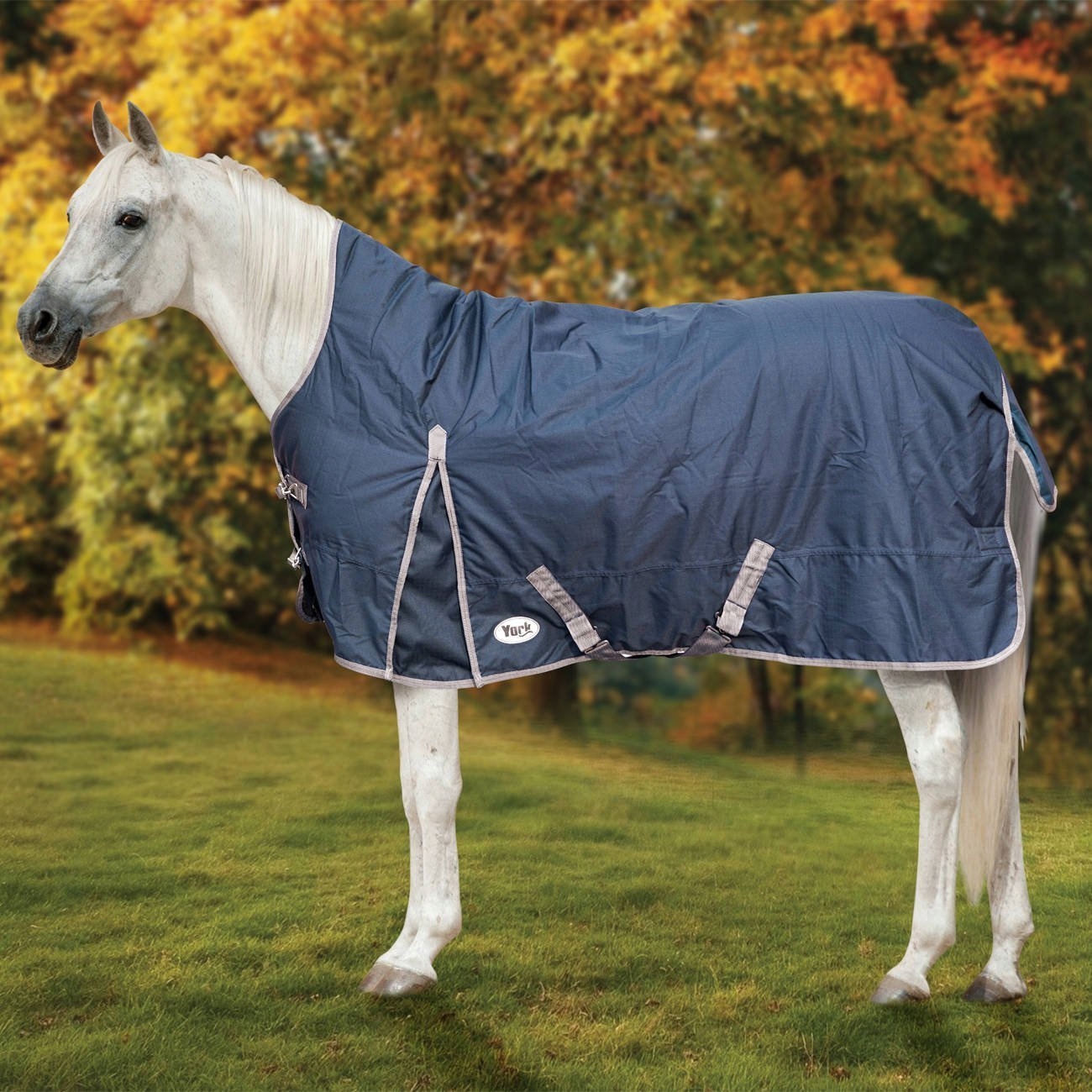 Deka pro koně York Calista High Neck, padoková, 300 g, tmavě modrá, vel. 125 cm