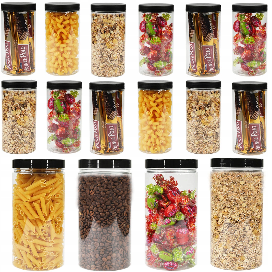 

16x Słoiki Pojemniki plastikowe 500 ml 1500 ml