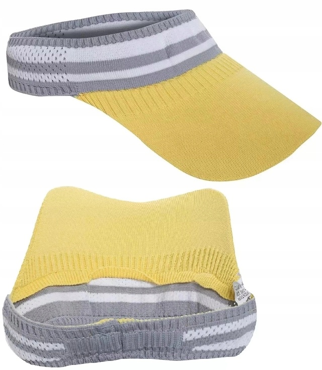 MATERIAŁOWY DASZEK PRZECIWSŁONECZNY Z ELASTYCZNĄ GUMKĄ W PASKI ŻÓŁTY