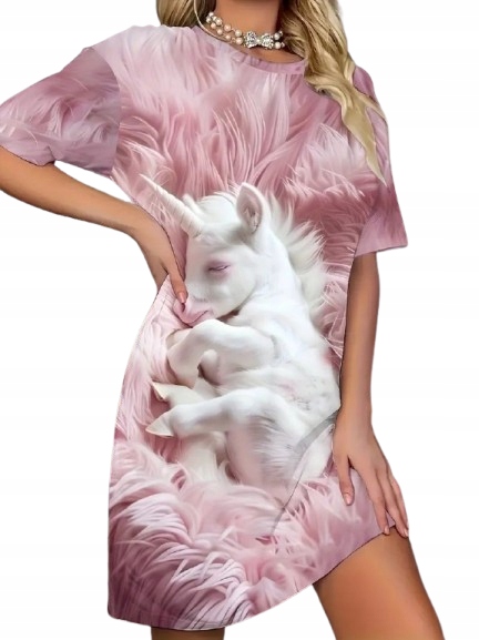 Růžová Košile Jednorožec Spící Na Kožíšku Baby Unicorn Velká Velikost 4XL