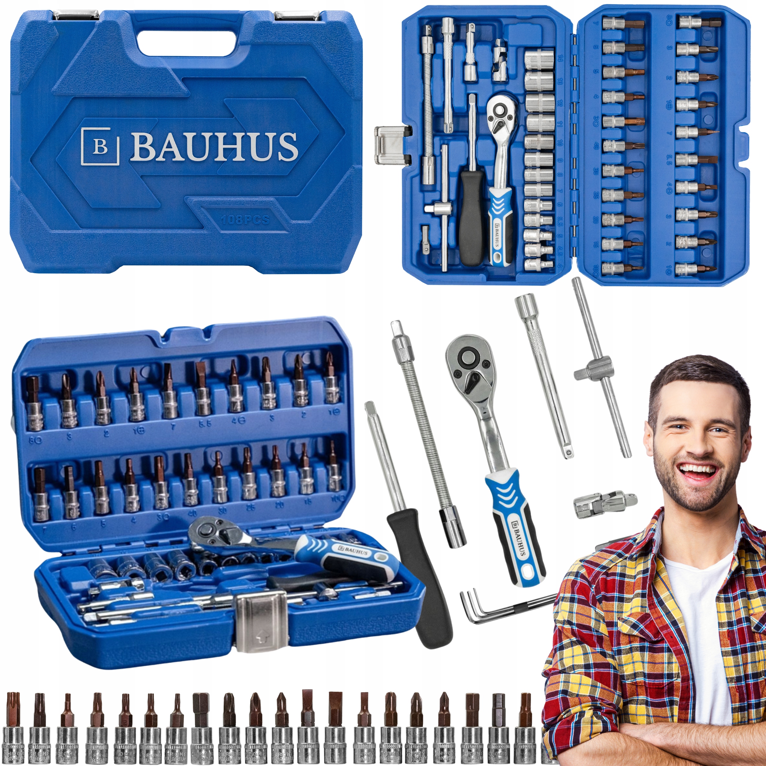 Sada klíčů nářadí 46 Ks nástrčné klíče ráčna Ideální Jako dárek