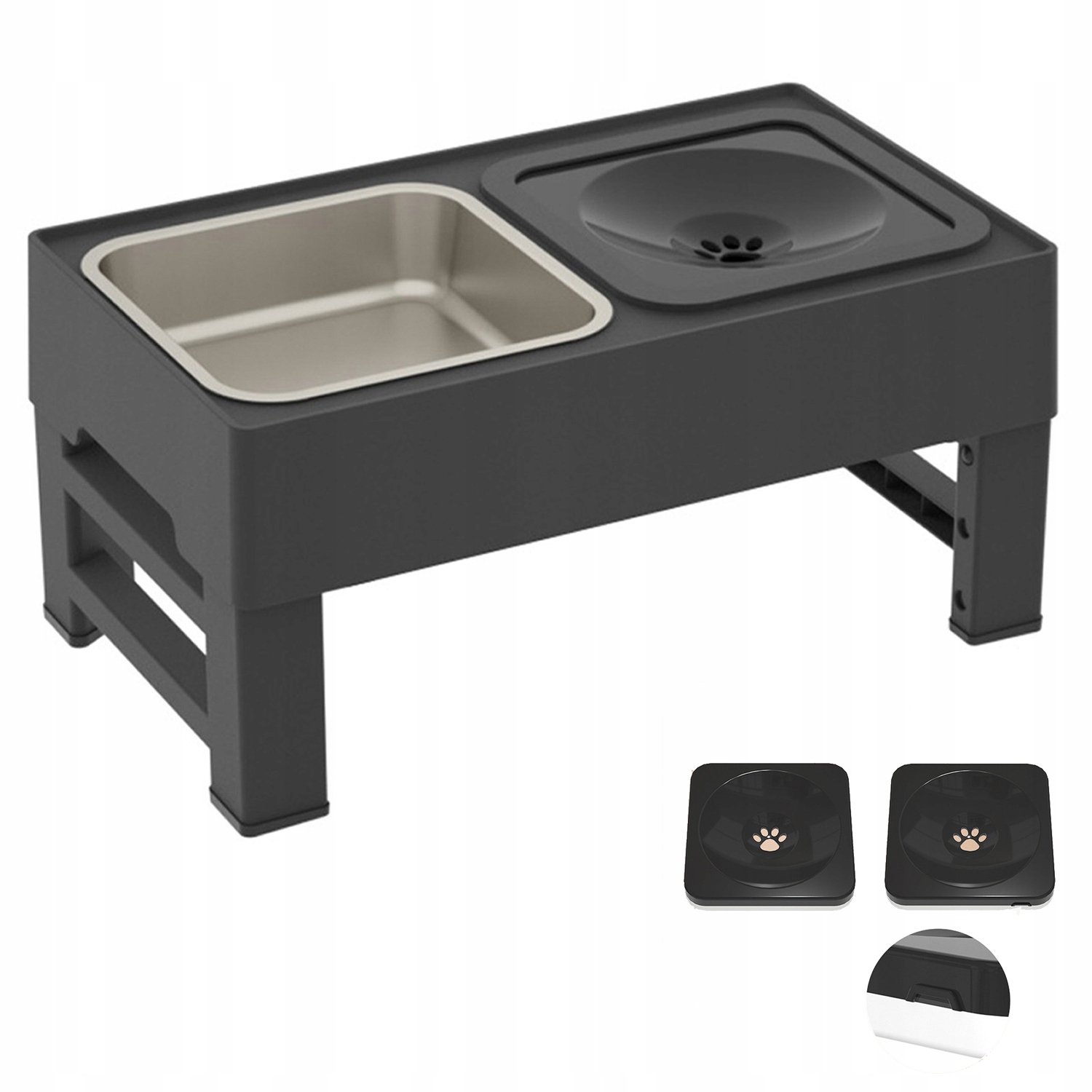 Miska pro psa na stojanu 2v1 Nechlapící, nastavitelná, dvojitá, zpomalovací