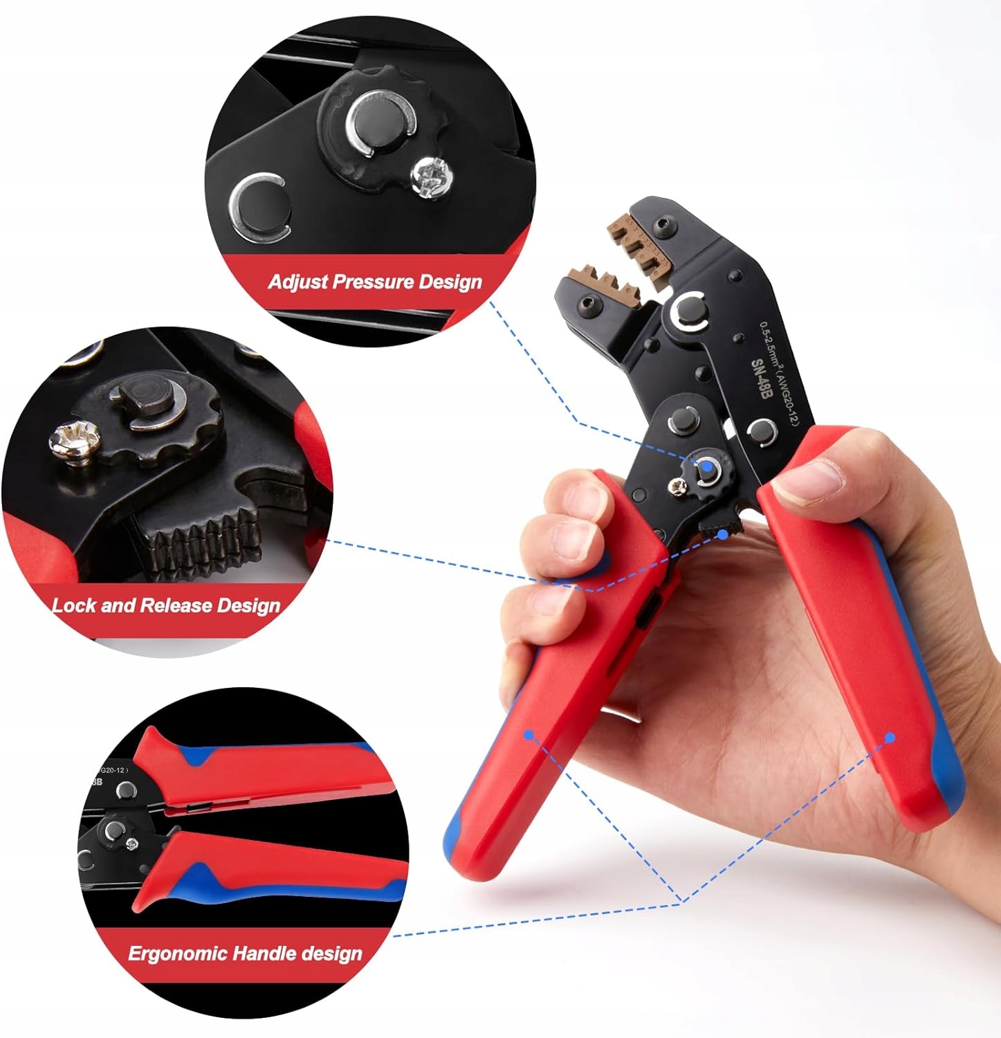 ZACISKARKA PRASKA DO KONEKTORÓW + ZESTAW KOŃCÓWEK 0.5-1.5mm² 450SZT. Marka bez marki