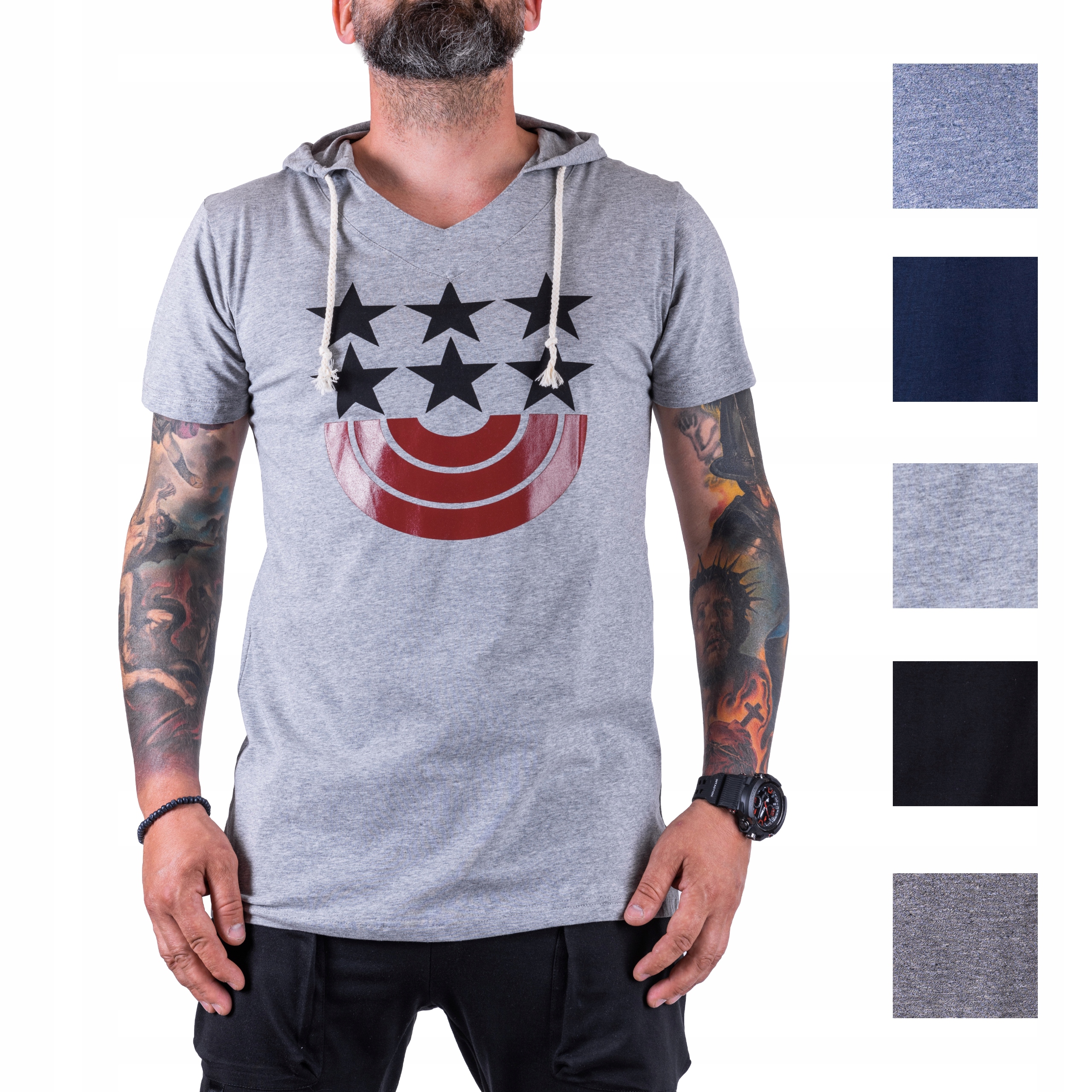 

Jasny szary T-shirt z kapturem Tomas r. XL