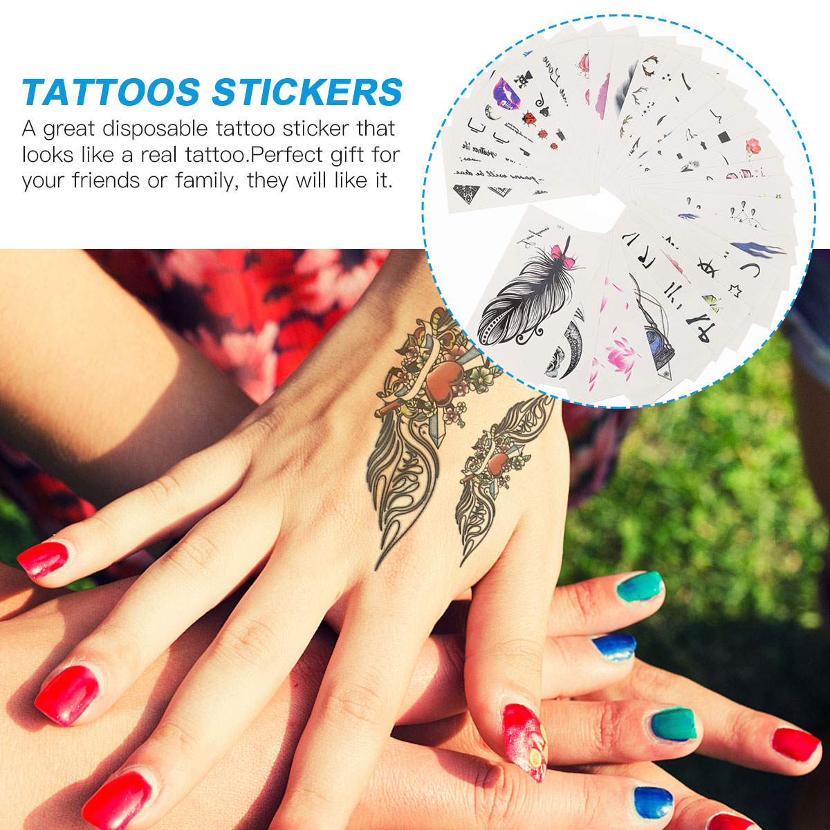 30 ARKUSZY REALISTYCZNYCH NAKLEJEK NA TATUAŻE Kod producenta Carldwi