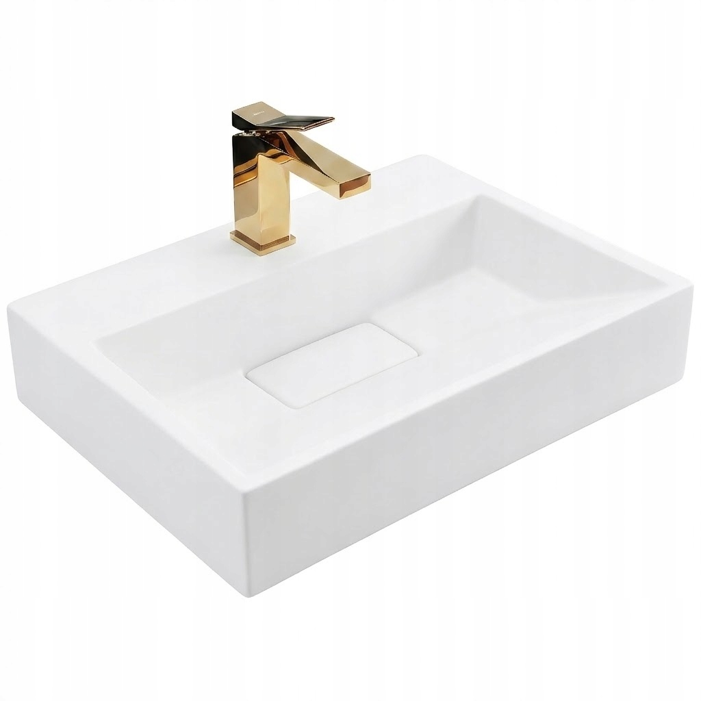 Umývadlo Z Kongomerátu Rea Goya 50 cm Na Dosku Biele Obdĺžnikové