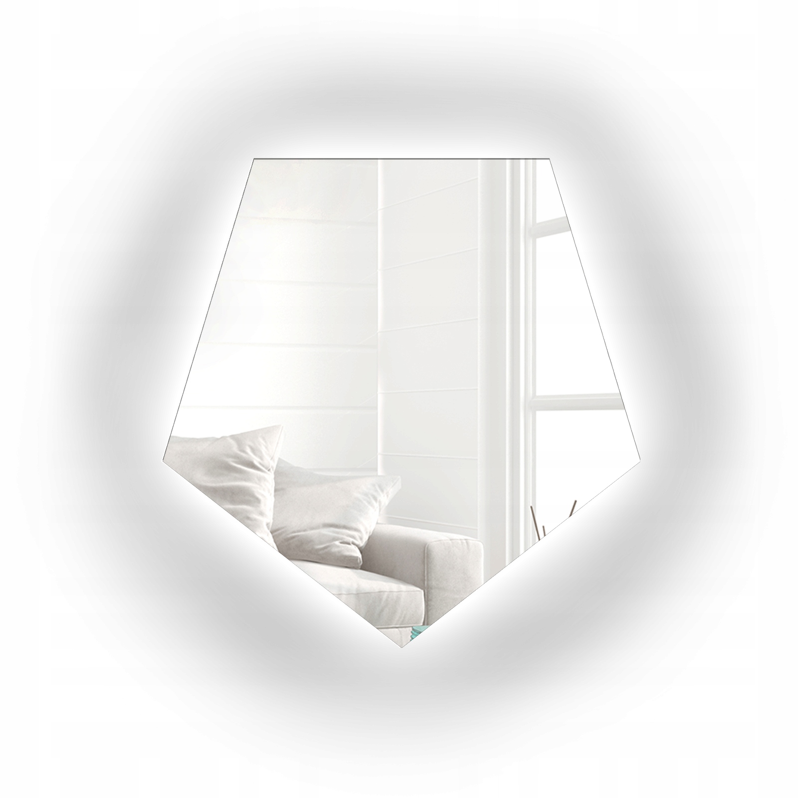 Zrcadlo geometrického tvaru Penta s Led podsvícením 140x133