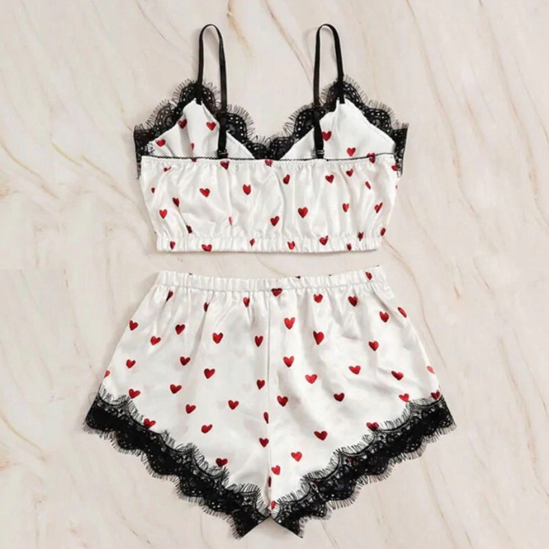 SATYNOWY KOMPLET KOSZULKA NOCNA SPODENKI KORONKA Kod producenta P173