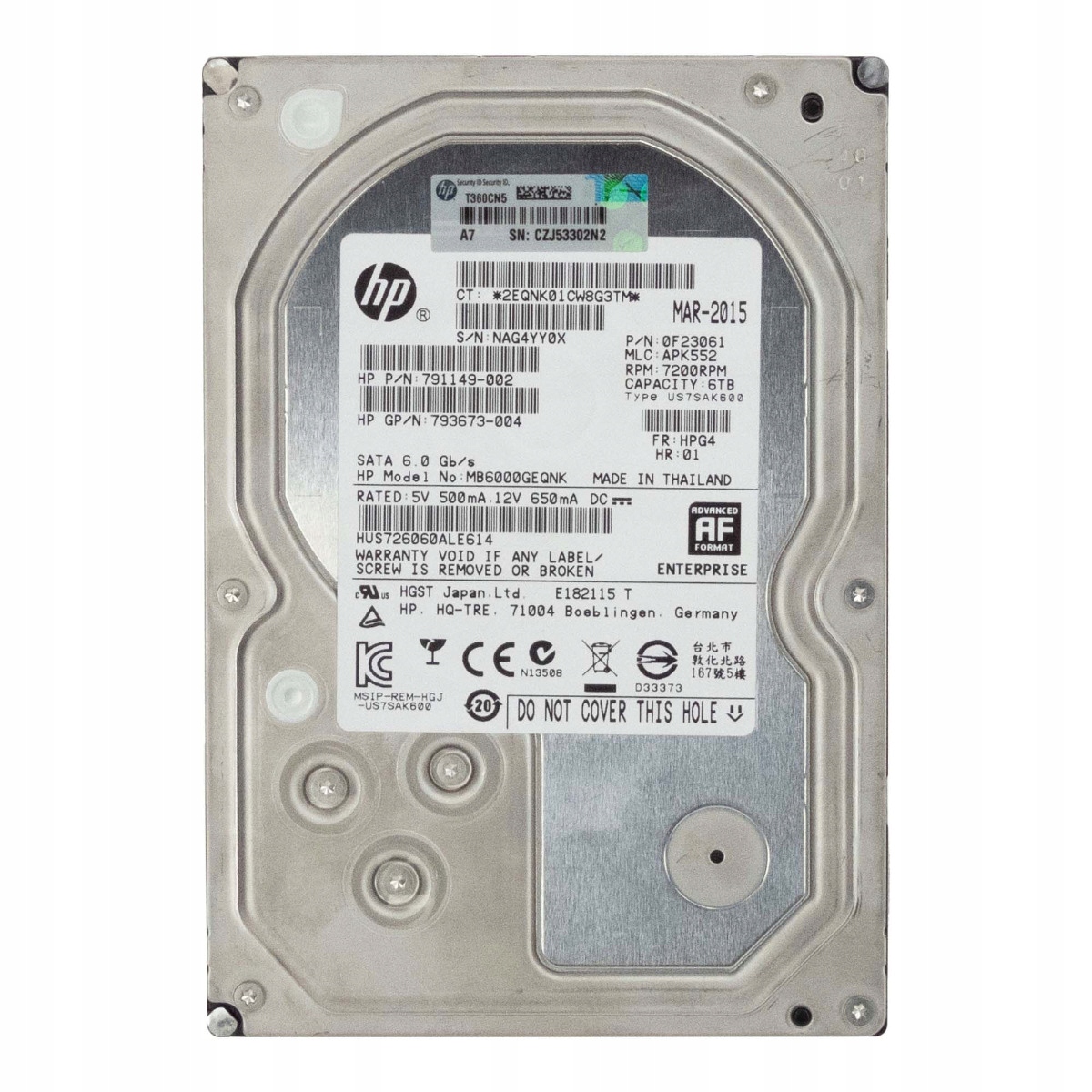 Hp 791149-002 6TB 7.2K 128MB Sata III 3.5'' MB6000GEQNK