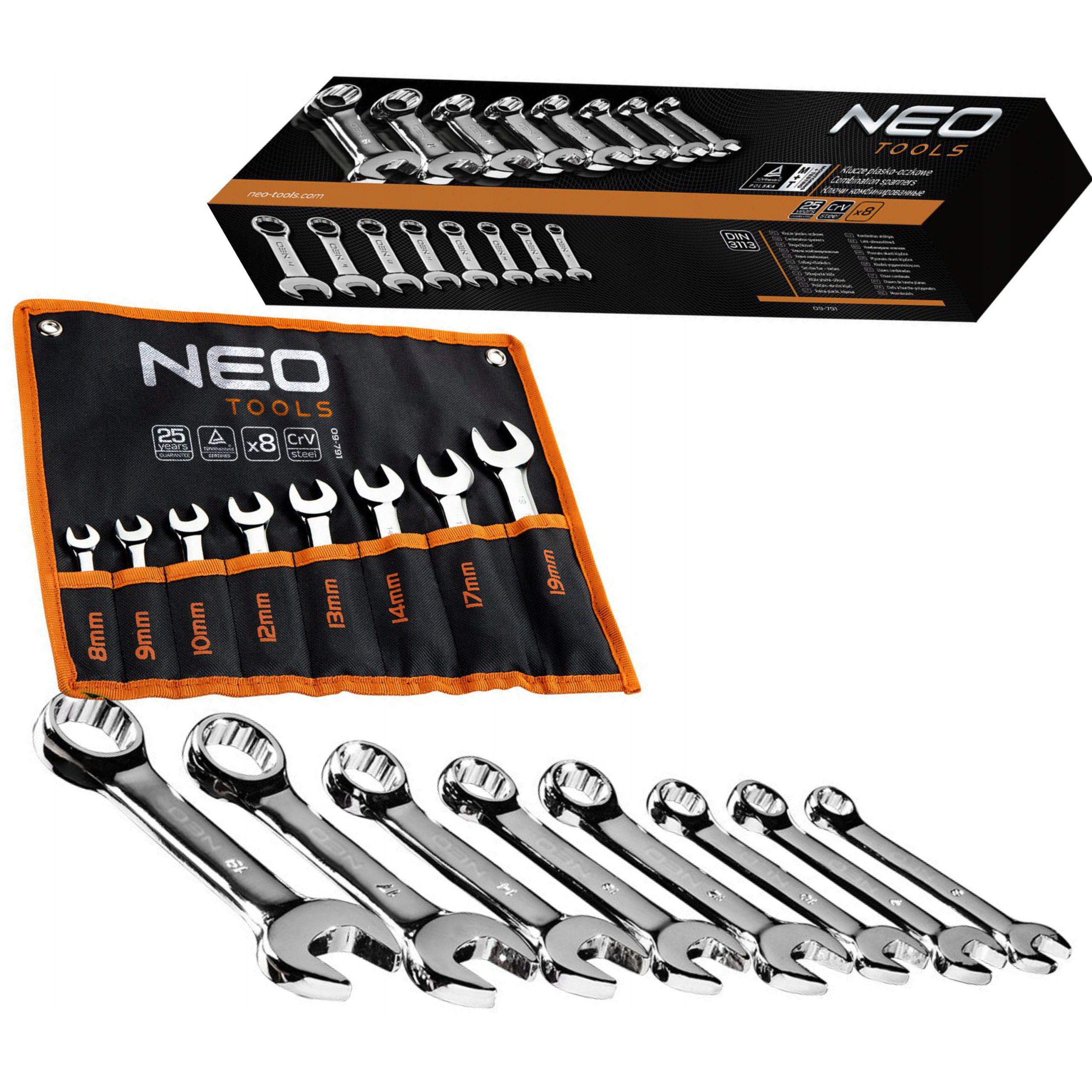 

Neo Klucze Płasko-oczkowe 8-19mm 8szt 09-791 Neo