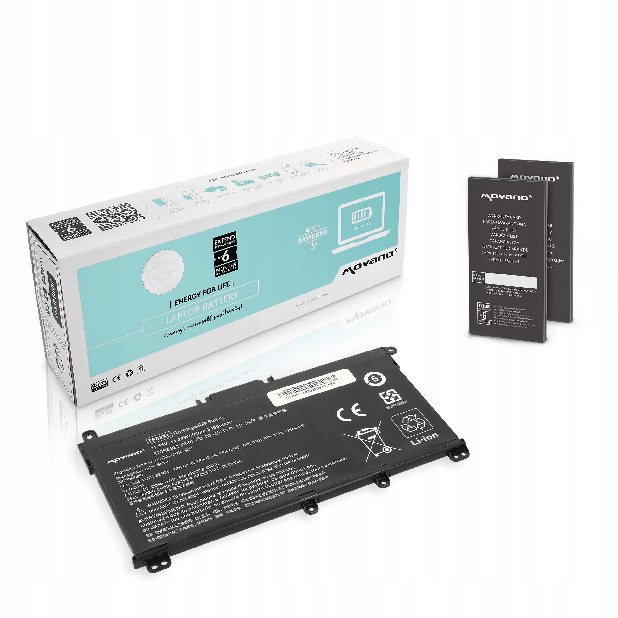 Baterie Movano pro Hp 14-BP, Pavilion 14 15 3400 mAh