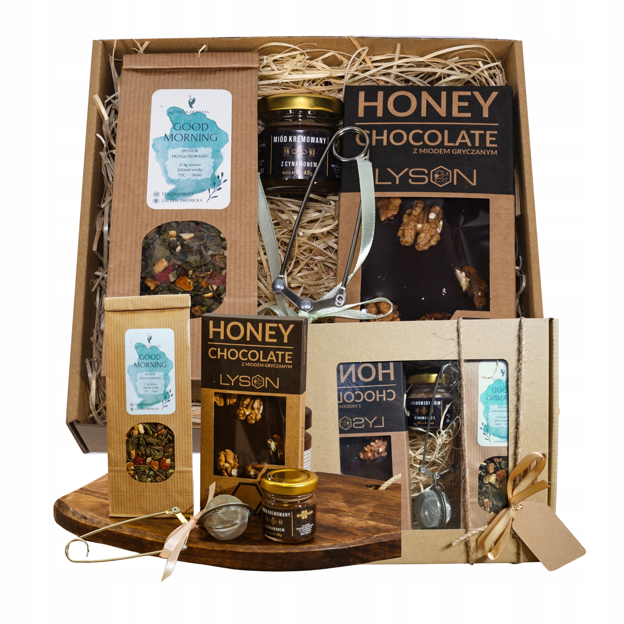 Levně Dárkový koš Dárek Luxusní Čaj Čokoláda Med Krabička Box