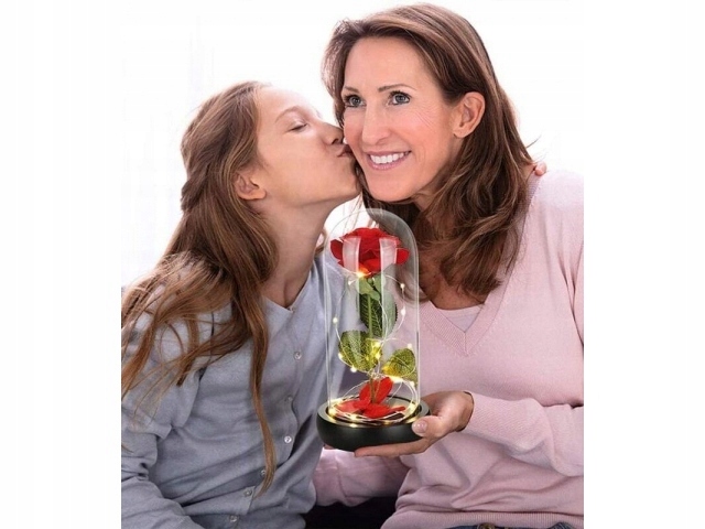 WIECZNA RÓŻA W SZKLE PREZENT CUDNA ŚWIECĄCA PREZENT NA RÓŻNE OKAZJE Kod producenta 21619