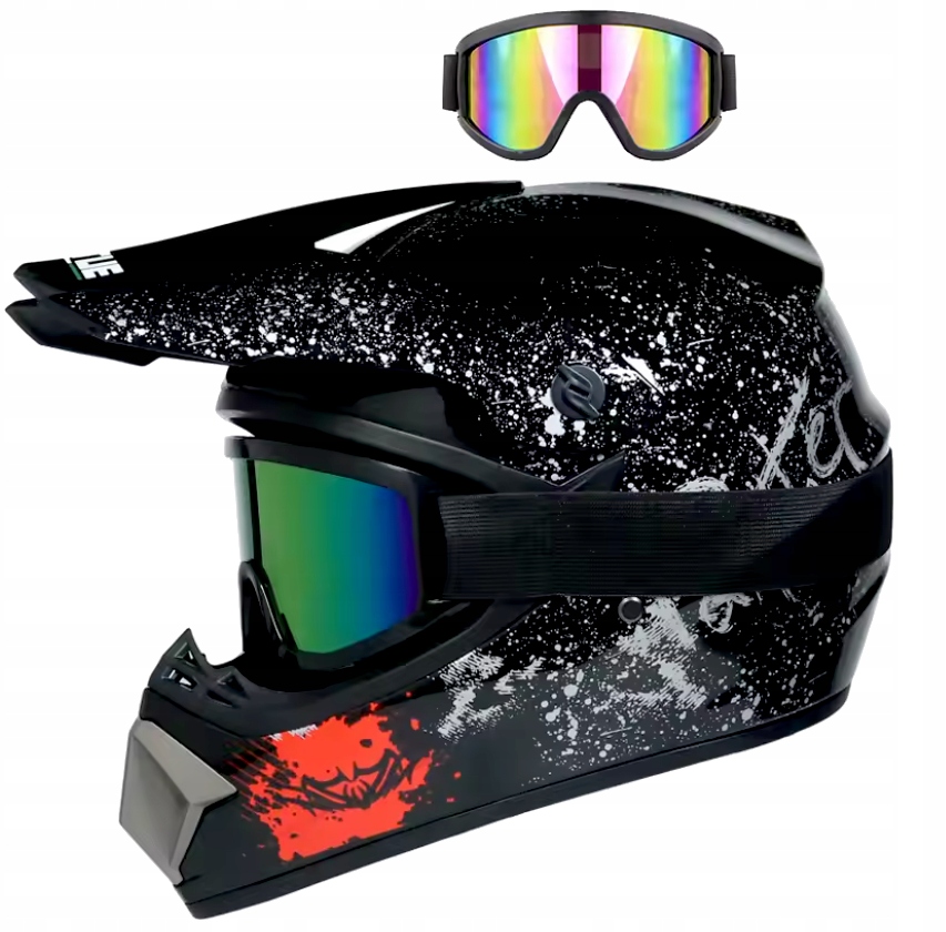Kask off-road na hulajnogę Full Face rozmiar L 59-60 cm gogle