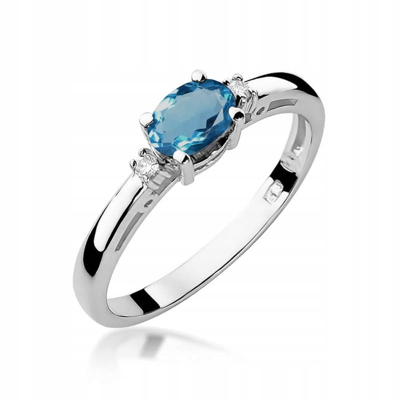 Prstýnek s brilianty a topazem London Blue 0.03 ct r19