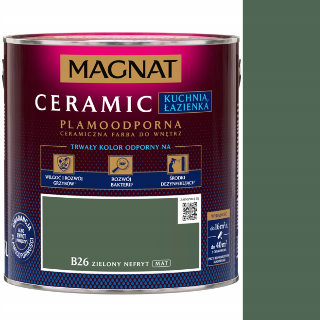 Farba Magnat Ceramic Kuchnia Łazienka 2,5L B26 Zielony Nefryt