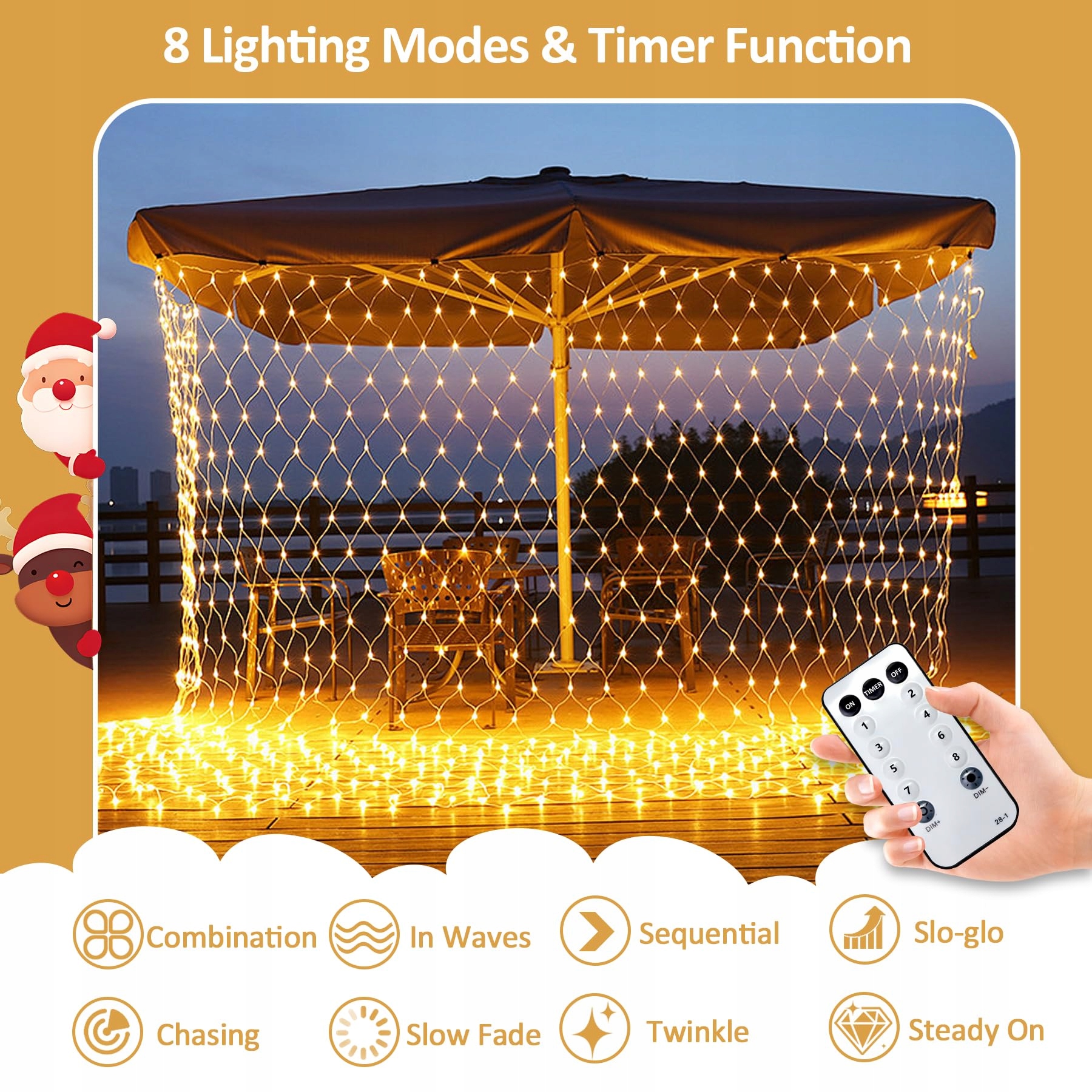 DANKELED 2x3M LED Świąteczne Światła Ciepłe Wodoodporne — miniatura 2