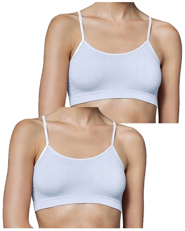 2 X GATTA BEZSZWOWY TOP CIENKIE RAMIĄCZKA BIAŁY M