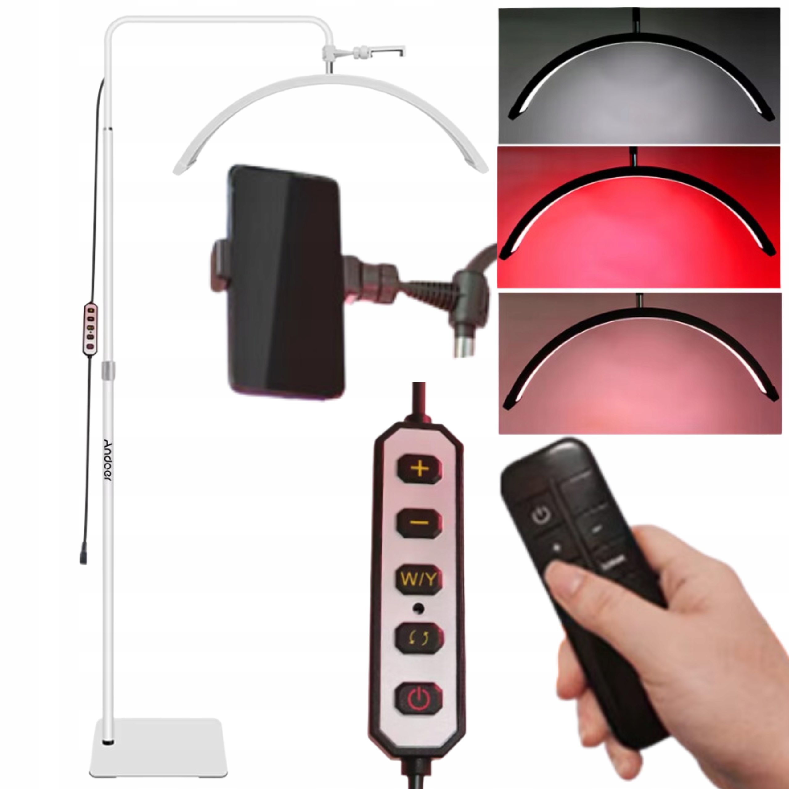 Kosmetická lampa bez stínu 186 cm, nastavitelná podlahová pro make-up, držák