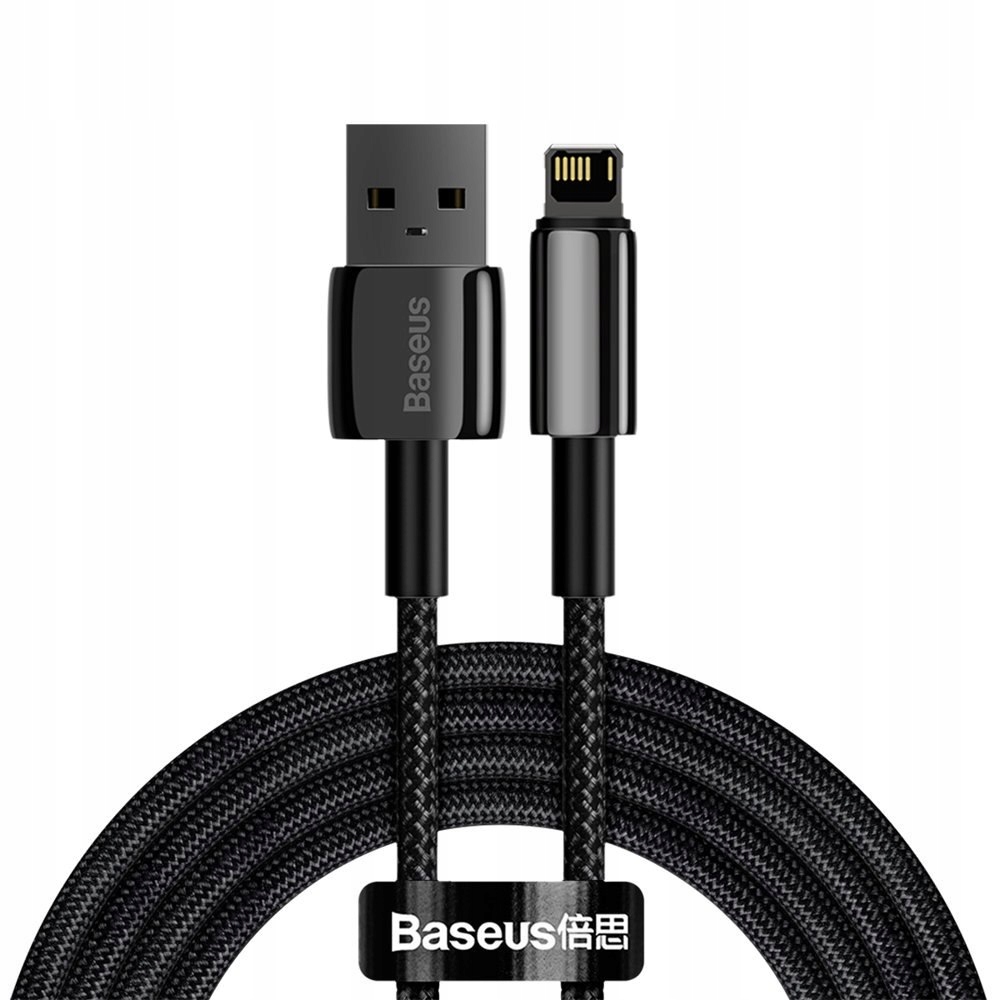 Mocny przewód kabel w oplocie Usb Iphone Lightning 2.4 A 2 m czarny