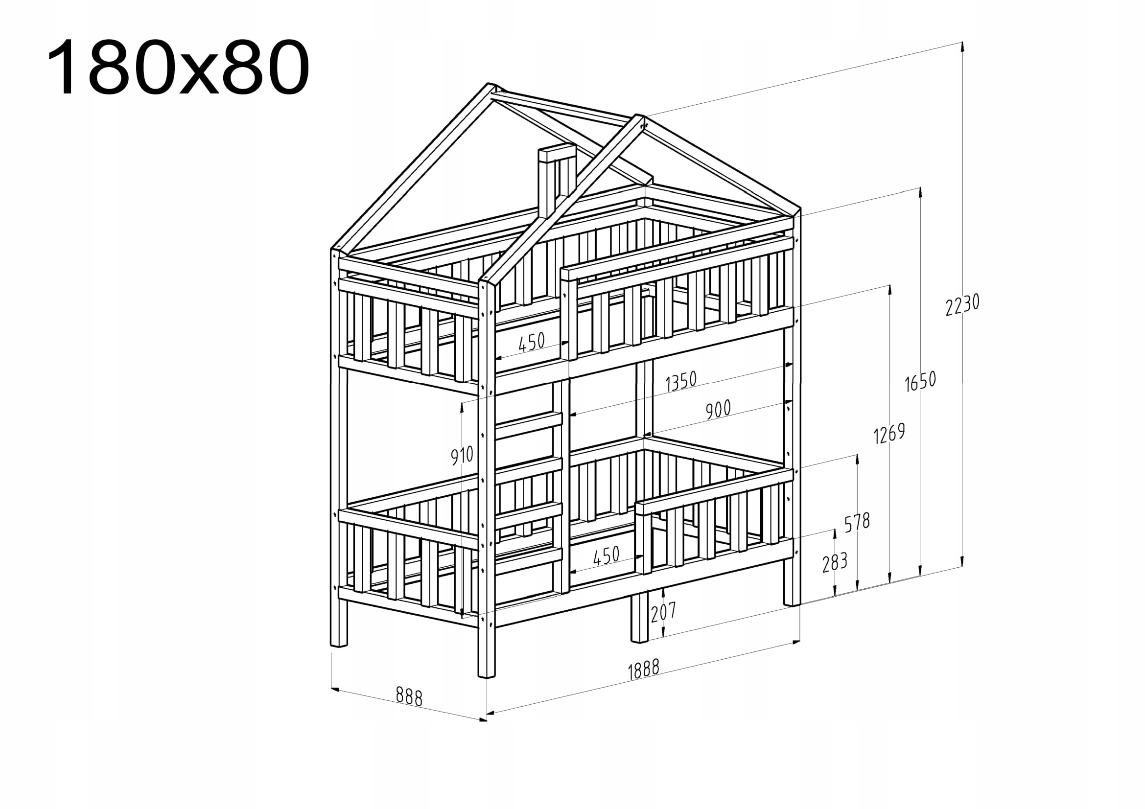 Łóżko domek piętrowe NIKOLA PLUS 180x80 DREWNO Kod producenta NIKOLA