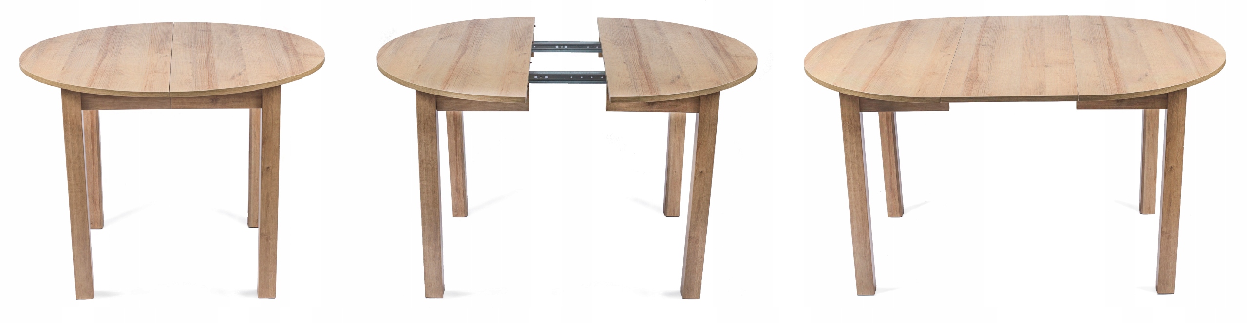 Stół Okrągły Rozkładany do Salonu Jadalni Loft Kuchenny HARRY Dąb Riviera Głębokość mebla 102 cm