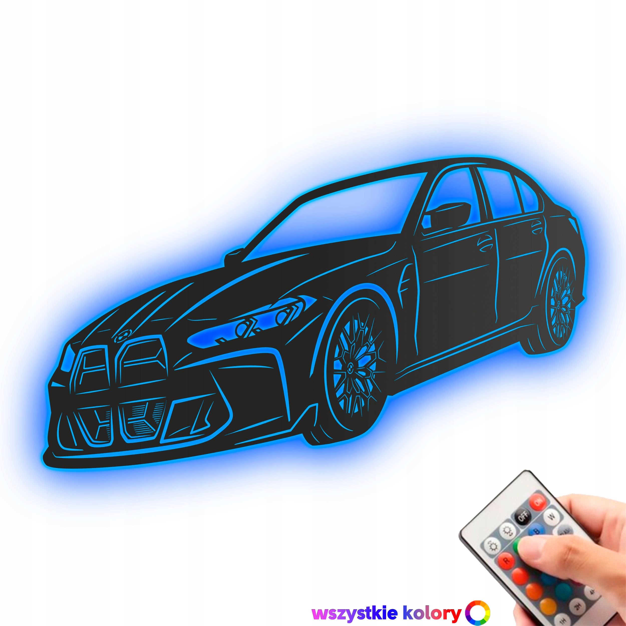 Dřevěný 3D obraz Bmw M3 Nástěnná Dekorace Dárek Noční Lampa Led XL