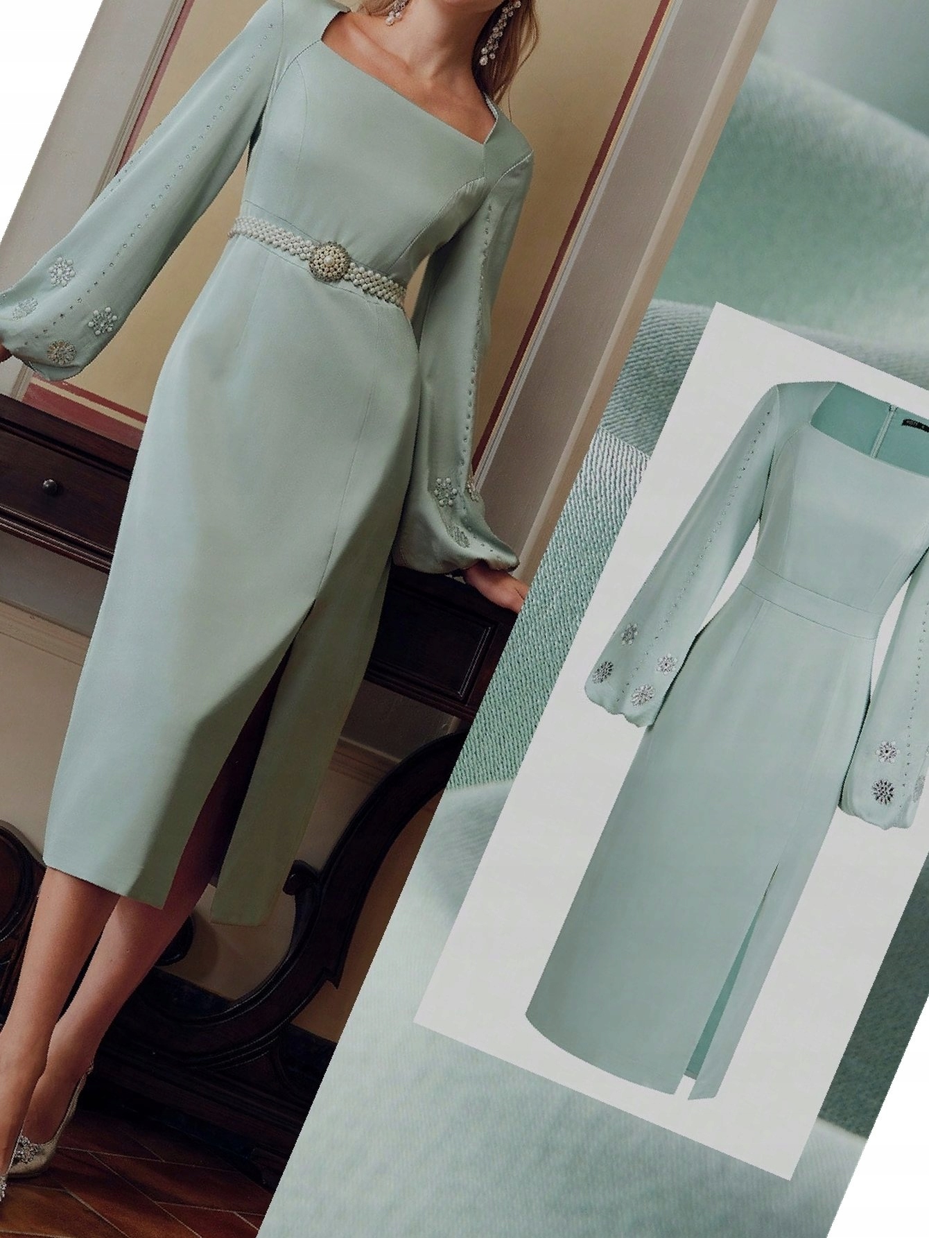 Šaty s bufiastými zdobenými rukávy Motf S 36