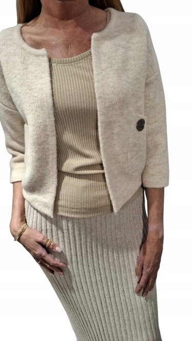 Cocomore Bomber bunda Bolero Cardigan světle béžová melanž