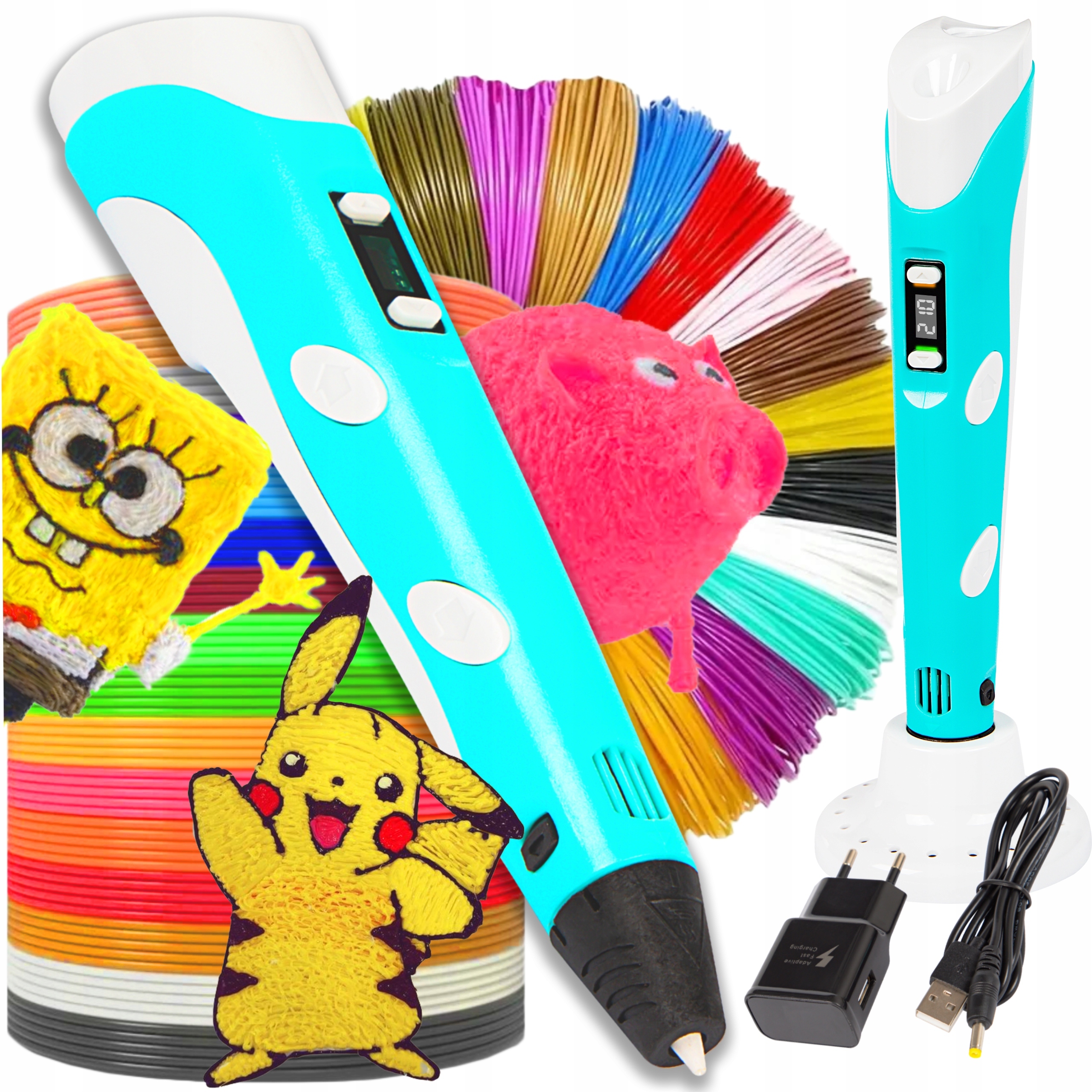 MAGICZNY DŁUGOPIS 3D PEN DLA DZIECI DRUKARKA WKŁADY STOJAK ŁADOWARKA ZESTAW