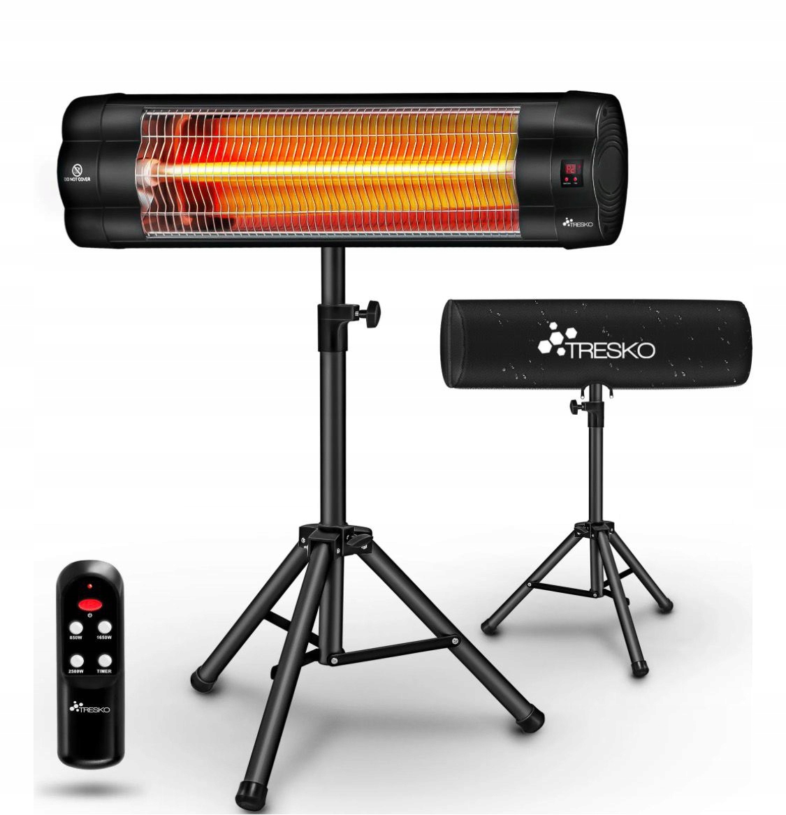 Žiarič Tresko 2500W čierny s diaľkovým ovládaním a krytom
