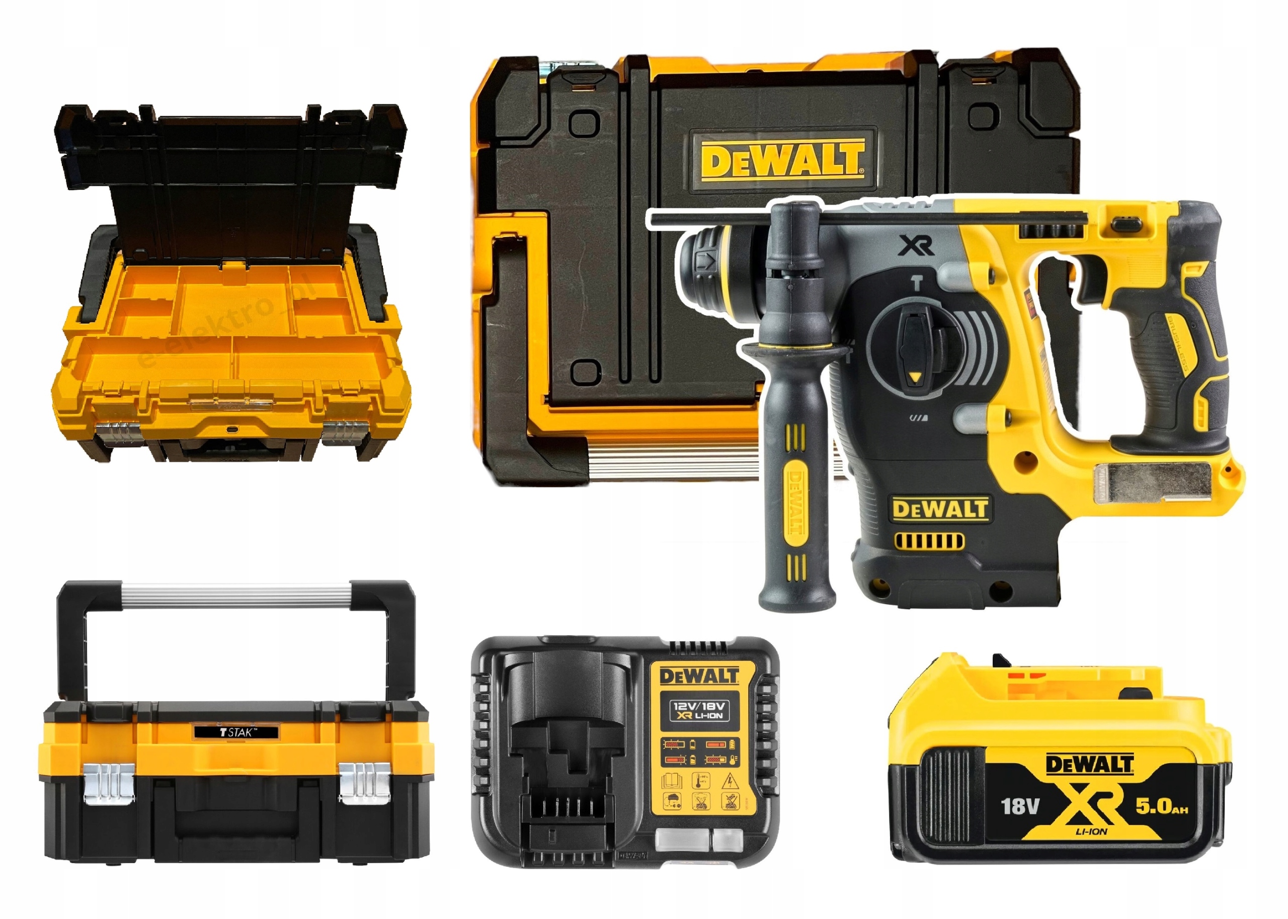 Młotowiertarka DeWalt 18V 2.1J DCH273 5Ah DCB1104 Walizka z organizerem