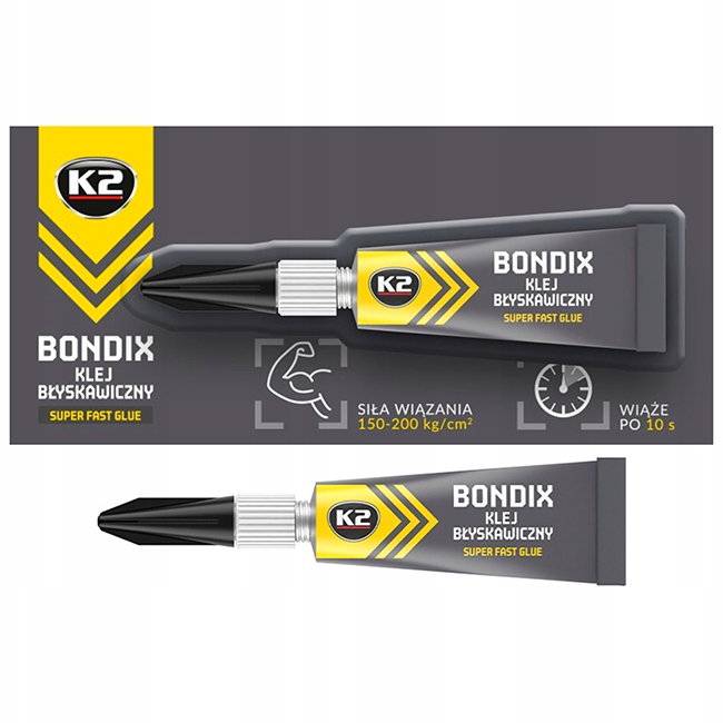 Klej 15 sekundowy do plastiku, drewna, gumy K2 Bondix 3G