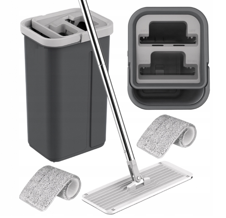 Levně Smukee Sada dvoukomorových plochých mopů 2 návleky z mikrovlákna