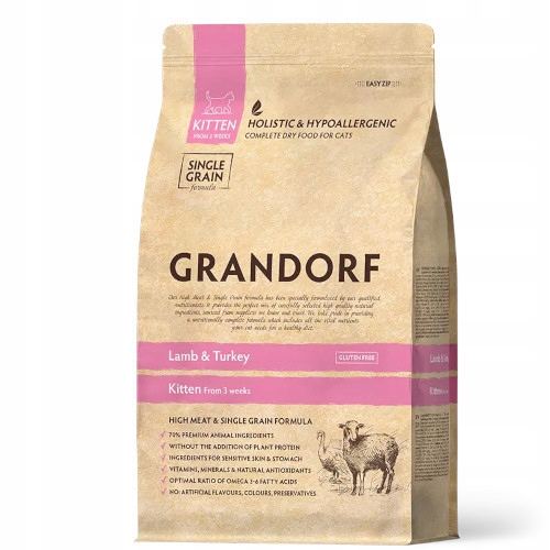 Grandorf Kočka Jehněčí & Krůtí Kotě 8kg