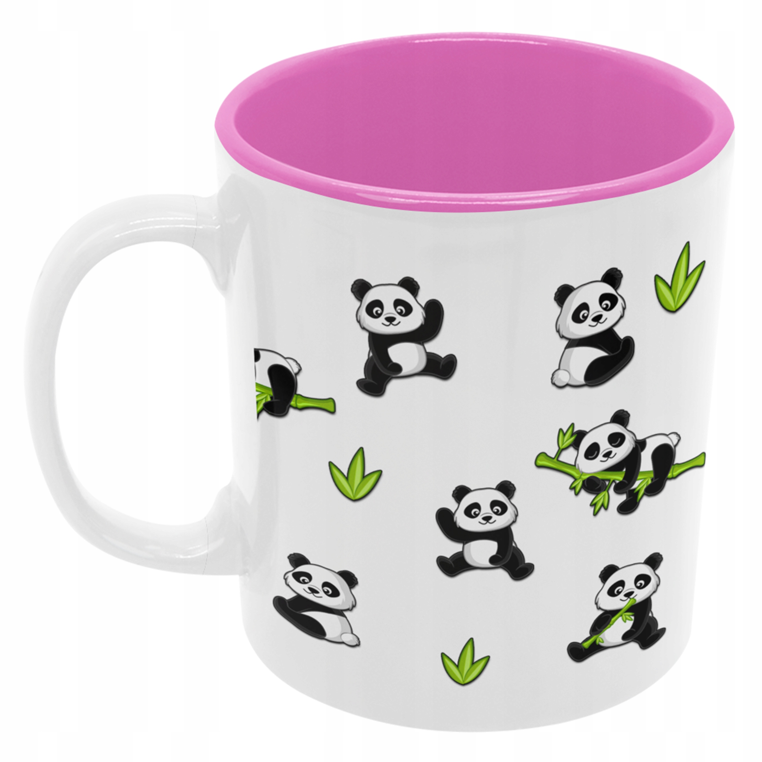 

Słodki kubek panda wzór różowy środek
