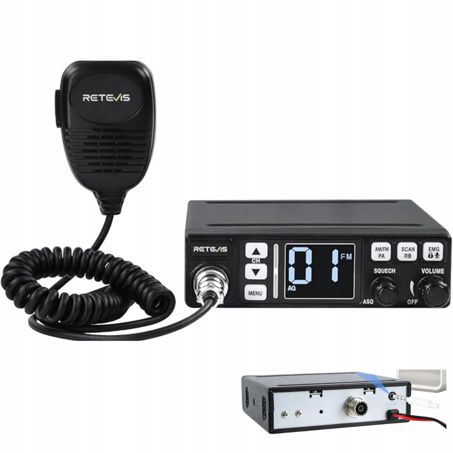 Cb rádio do auta Am/fm Vox Emg CH9/19 Retevis MB63