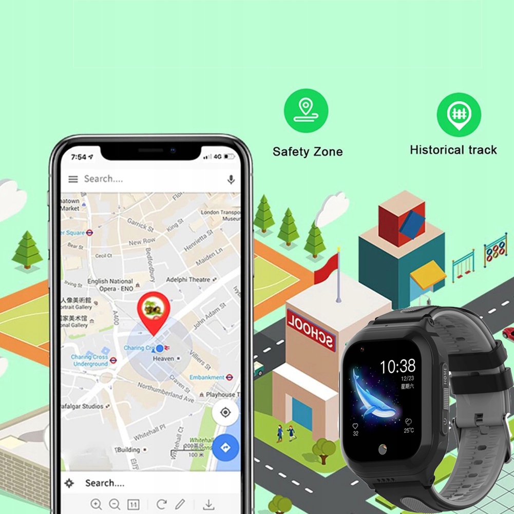 SMARTWATCH DLA DZIECI ZEGAREK GPS SMS ROZMOWY MP3 WIBRACJA JEZYK POLSKI Kompatybilność systemowa Android iOS