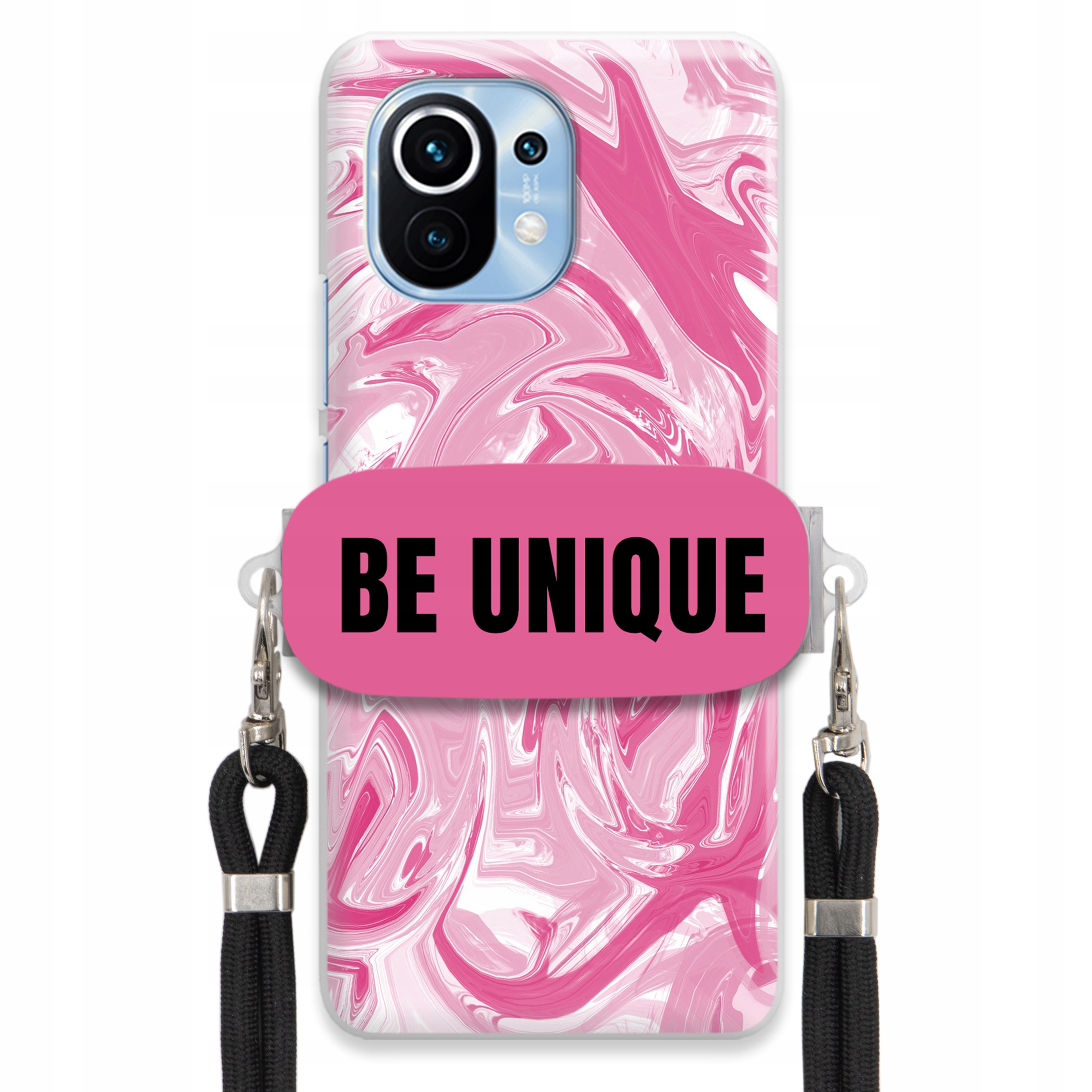 Puzdro pre Xiaomi Mi 11 Case držiak na šnúrku Čierna Ružová Mramor Be Unique